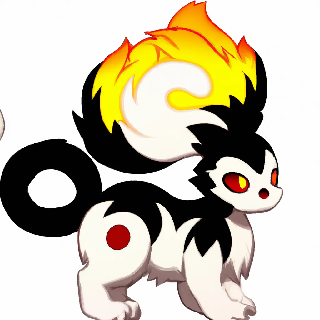 Prompt: skunk pokemon, spotted skunk, fire and ghost type pokemon, cute, cute ghost, mascot, starter, like eevee, like flareon, ken sugimori style, pokemon design, pokemon concept, fakemon, new pokemon, trending online, fluffy, adorable, ken sugimori, high quality, 8k