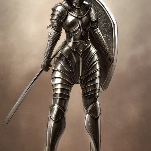 Professional image of a female Knight, in a metal ar...