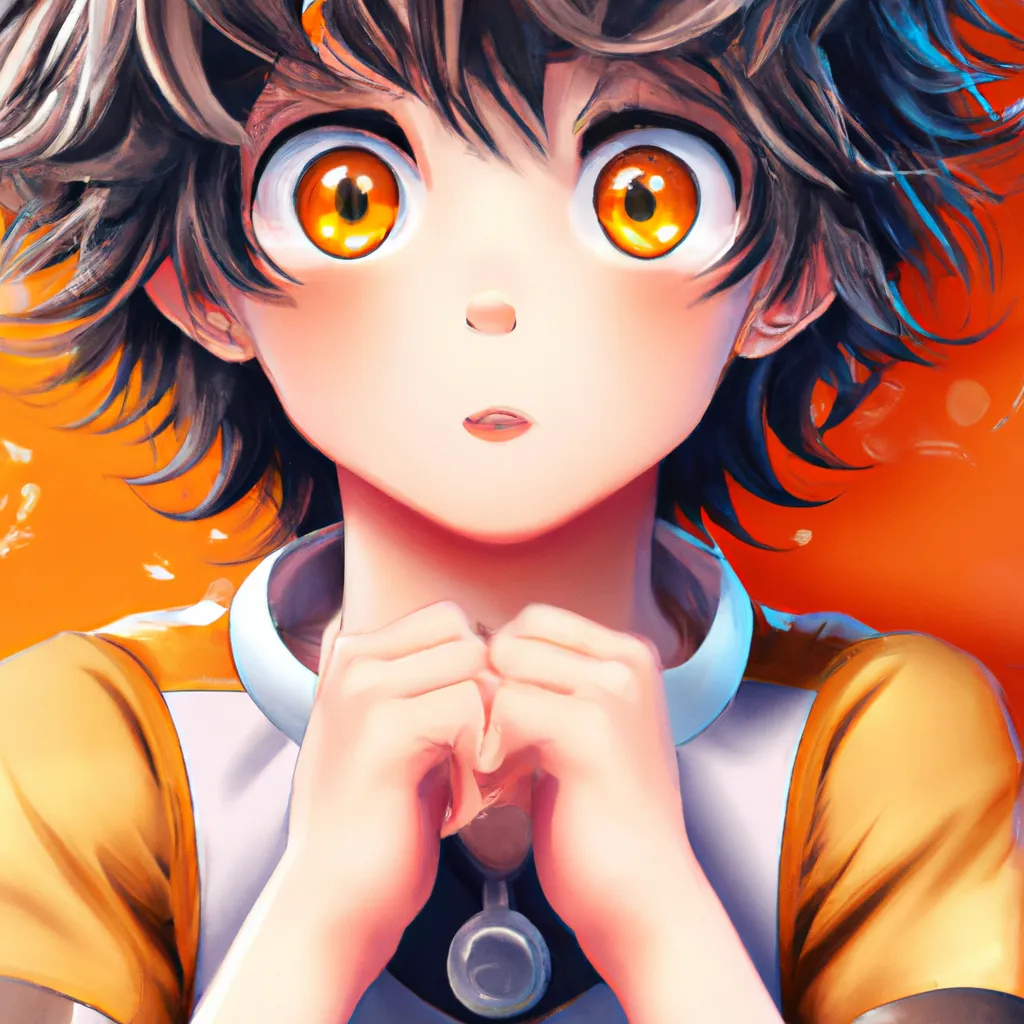 Prompt: cute anime boy, soft, shy, short boyish hair, wavy black fluffy hair, big amber eyes, orange eyes, detailed eyes, dog collar, cute!!, kawaii, kyoto animation, free anime, anime, animated, character design, character concept, trending online, 2010s anime, key visual, saturated, high quality, 8k, by Ryota, Rimmu, Ayumi, Kantoku, fantasy outfit, dog collar, a 70mm portrait, iso 100, focus mode, f/100, smiling brightly, waist up photo, locs, blasian, perfect composition, beautiful detailed intricate insanely detailed octane render trending on artstation, 8 k artistic photography, photorealistic concept art, soft natural volumetric cinematic perfect light, chiaroscuro, award - winning photograph, masterpiece, oil on canvas, raphael, caravaggio, greg rutkowski, beeple, beksinski, giger