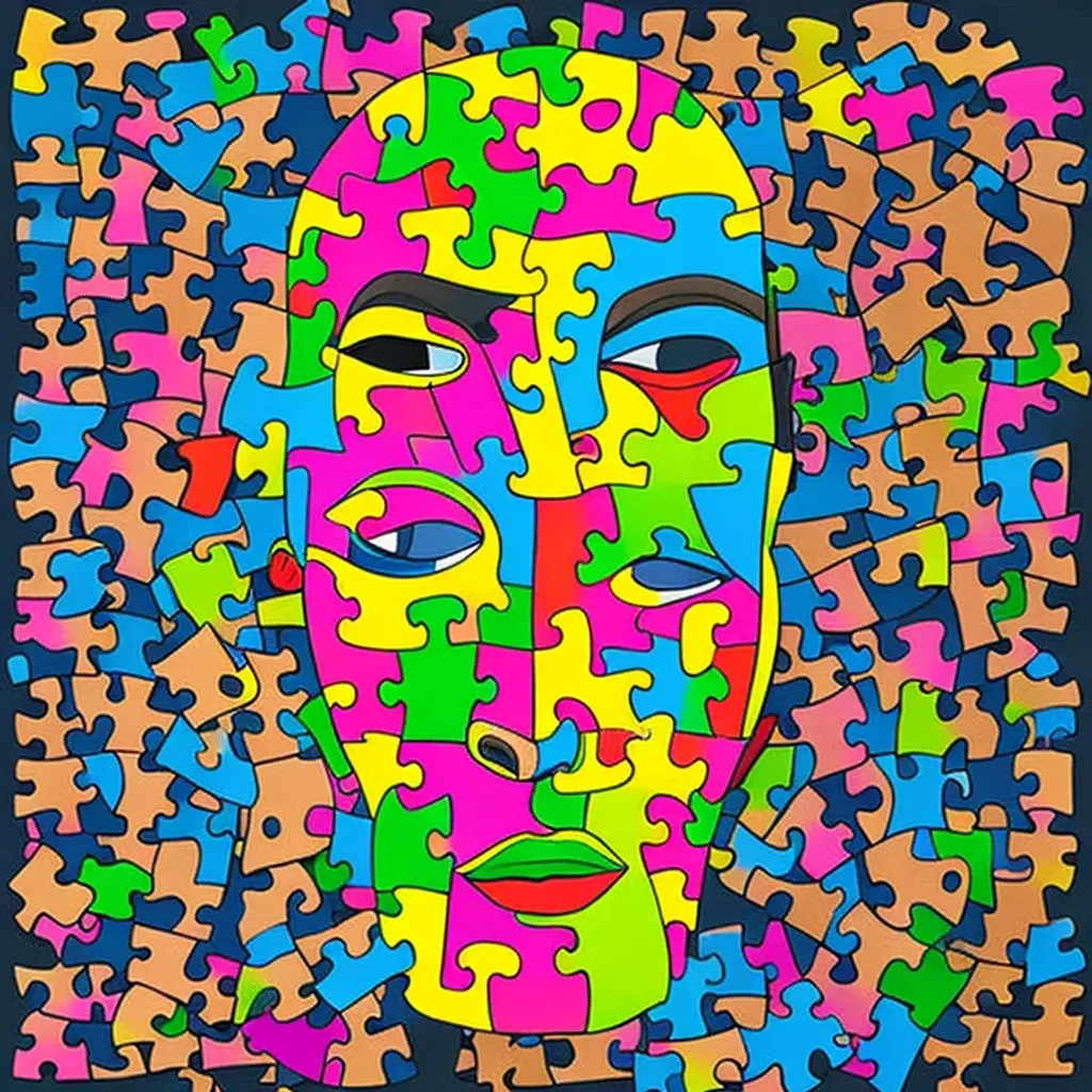 Prompt: puzzle human head illustration
