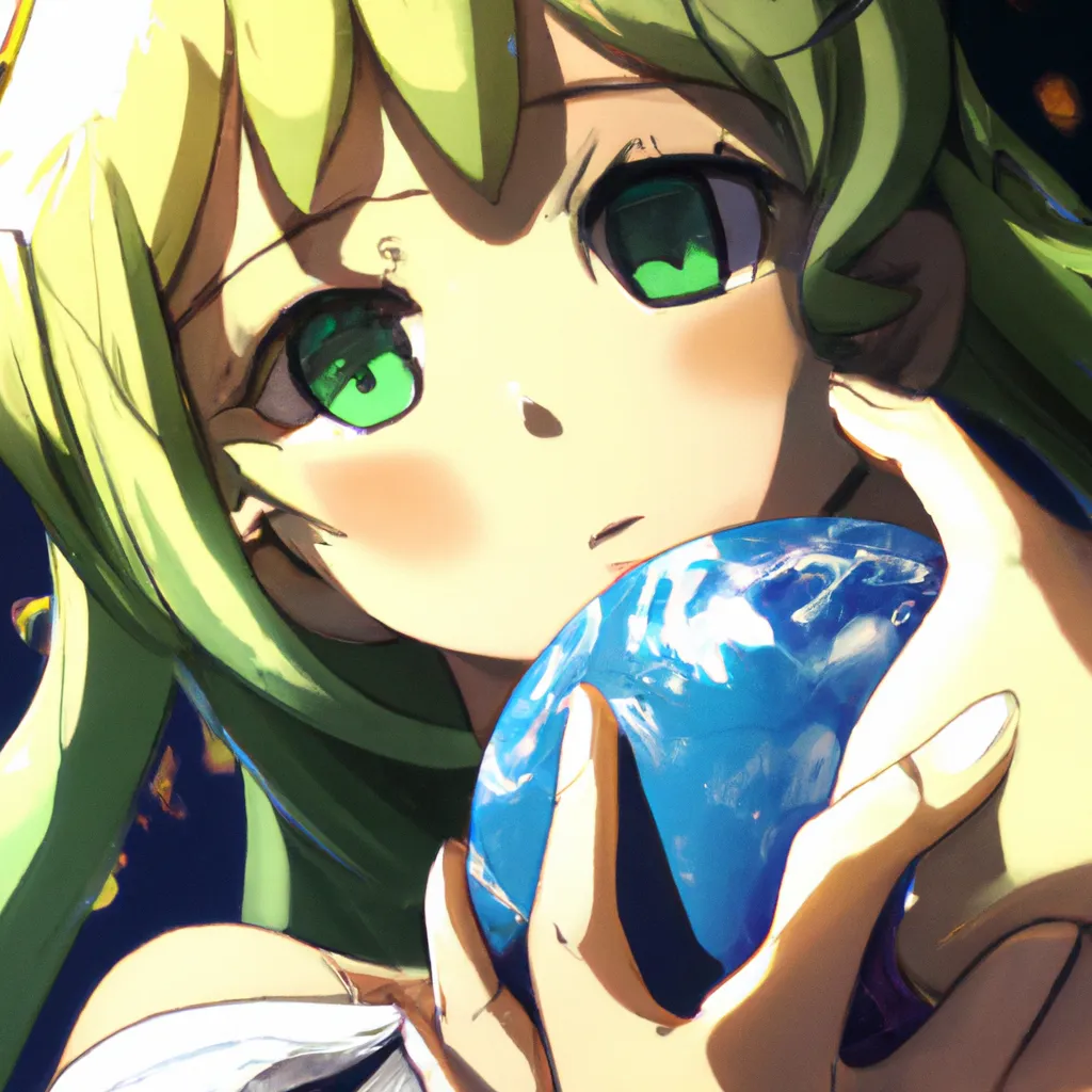 Prompt: anime visual of a giant woman holding earth in space, shot by akiyoshi hongo, official media