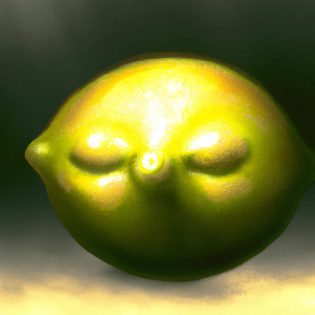 Prompt: An Artist's depiction of a textured 3D lemon with very strange, eerie details that invoke a sense of dread and sorrow