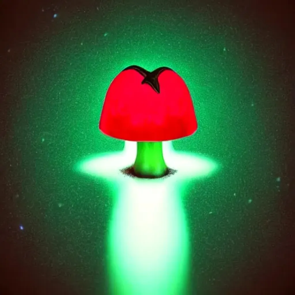 Prompt: A pair of anthropogenic hot chilis, one red and one green, fighting with each other, cyberpunk, redshift render, 4k ultra-detailed  | Giant Cosmic mushroom  | cute girl | in the style of Magritte  | use brown, black, gray, white soft muted colors | 3d render | octane lighting | dream fantasy | computer chip| IC chip | golden ratio | Disney Pixar Dreamworks 