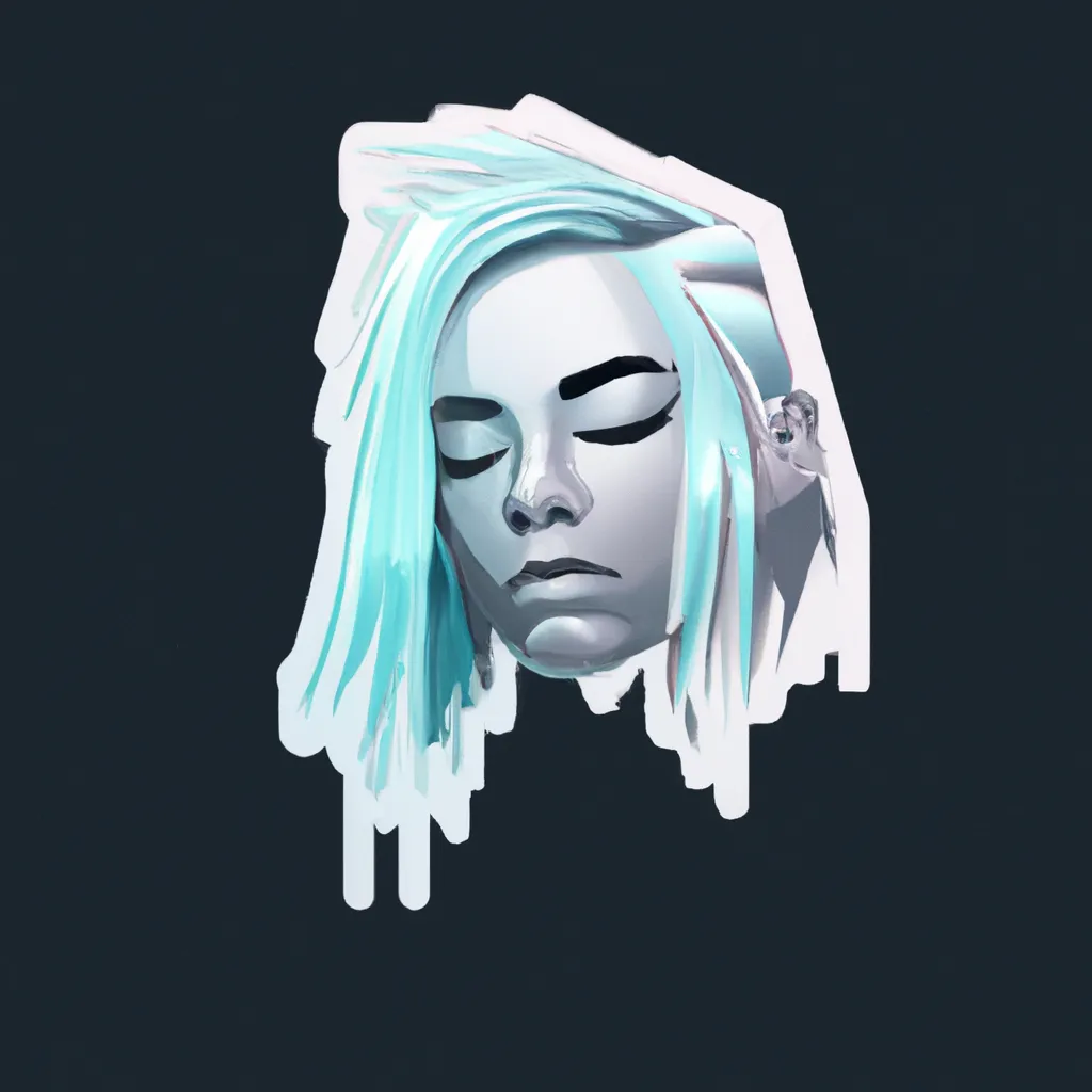 Prompt: White haired cyberpunk girl, high-end premium modern minimalist sticker featured on 99designs and Dribbble, HD