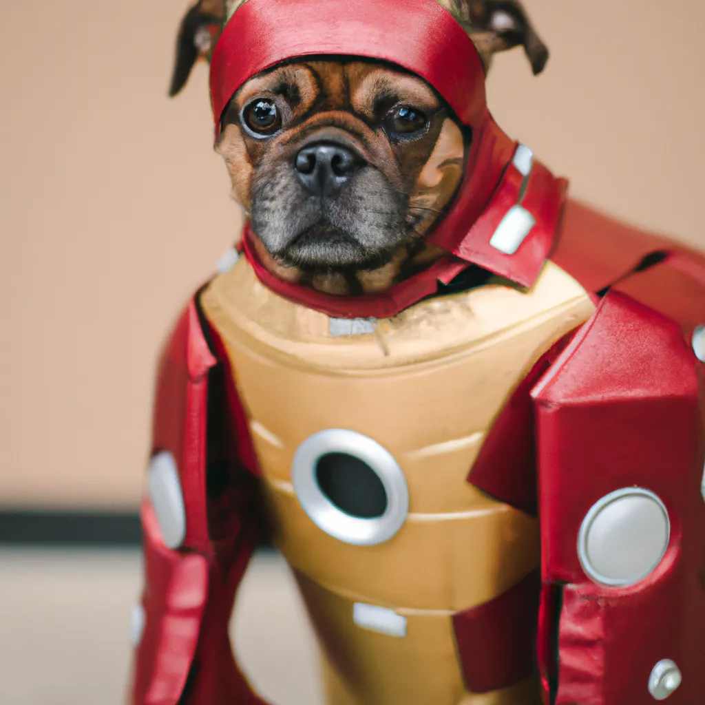 Prompt: pug in iron man costume