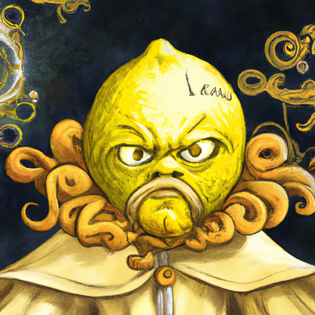 Prompt: Lemon character luchador. Supernova art by Caravaggio Michelangelo Merisi, Artemisia Gentileschi, and Alphonse Mucha