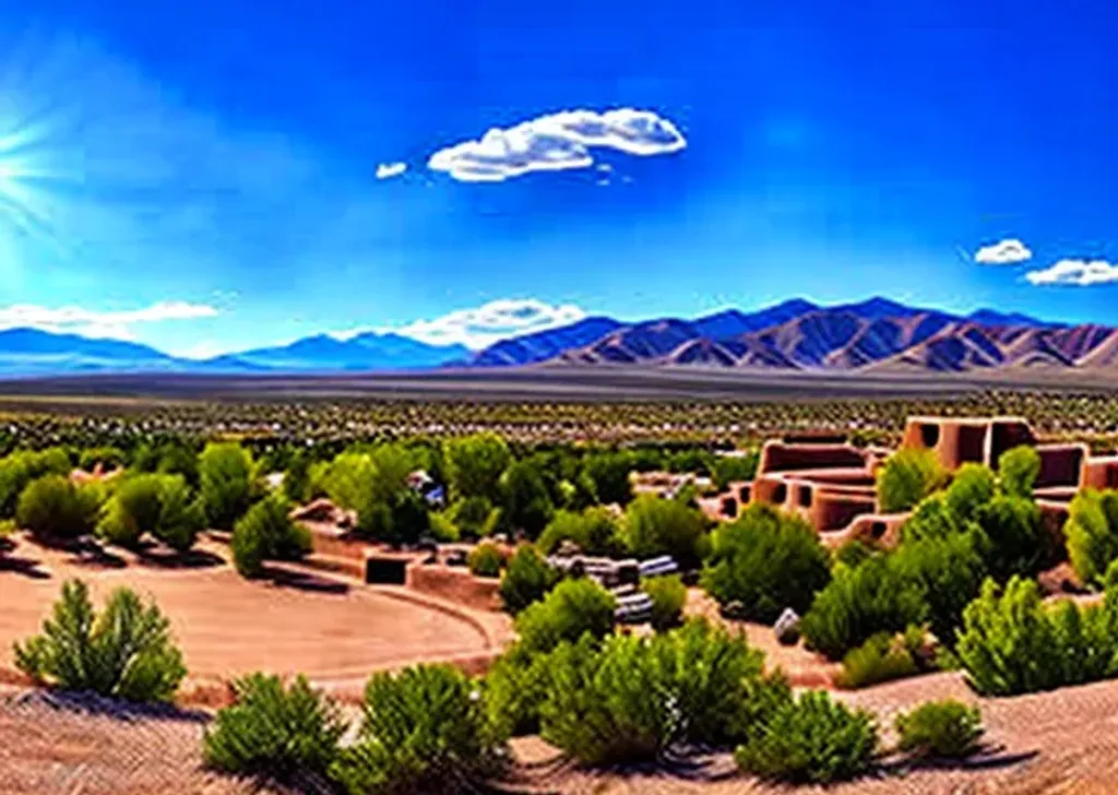 Prompt: long shot scenic professional photograph of {taos Indian Pueblo}, perfect viewpoint, highly detailed, wide-angle lens, hyper realistic, with dramatic sky, polarizing filter, natural lighting, vivid colors, everything in sharp focus, HDR, UHD, 64K