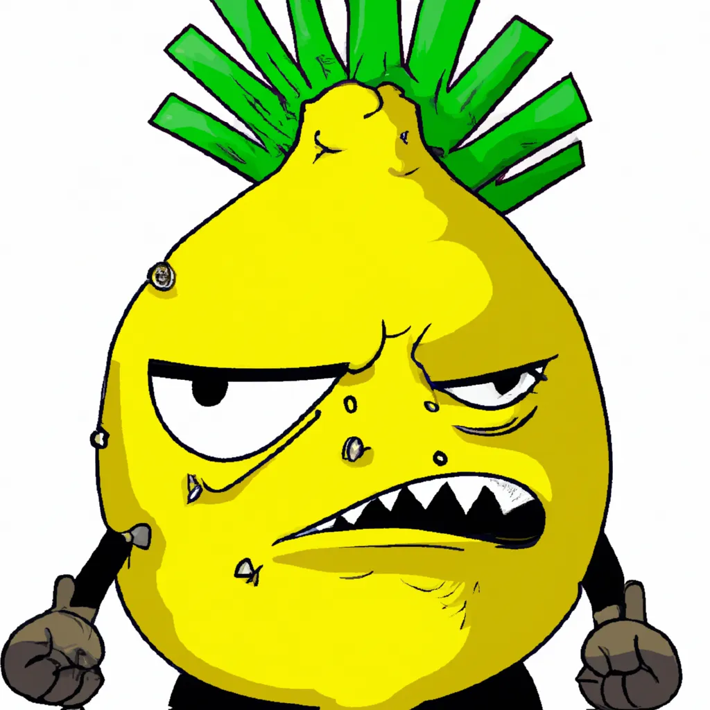 Prompt: a big bad lemon with a punk hair style cartoon pixar style