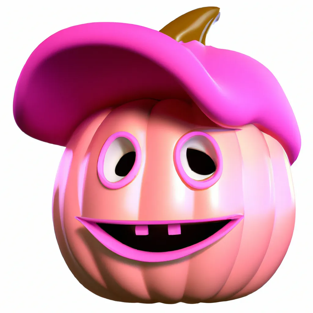 Prompt: A 3d octane render of a pumpkin wearing a goofy pink cap