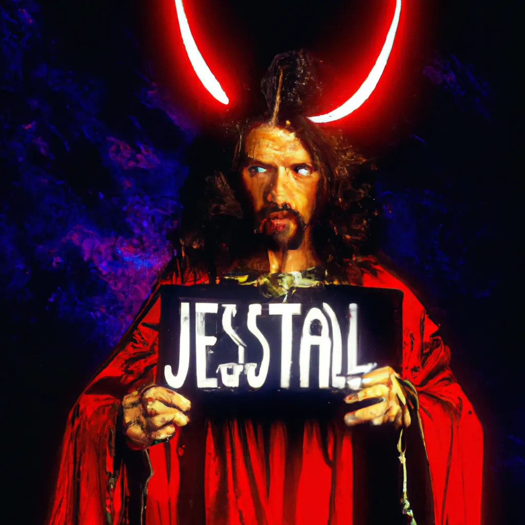 Prompt: A photograph of jesus dressed as Satan 