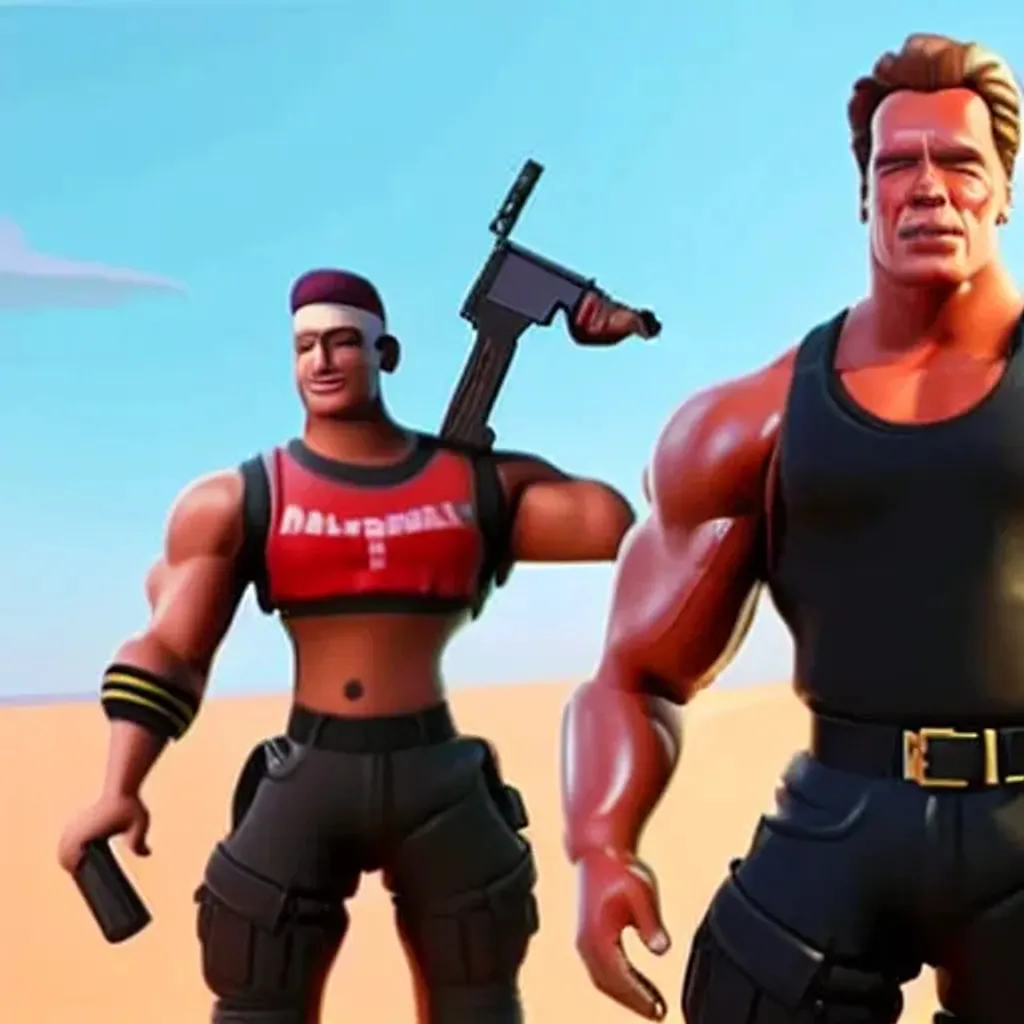 Prompt: arnold schwarzenegger in fortnite