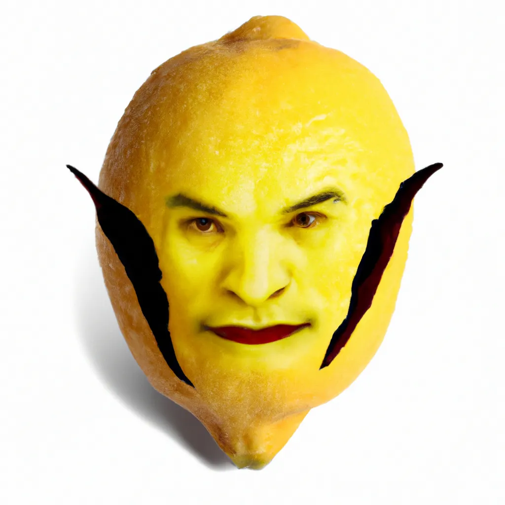 Prompt: Dracula's head and face as a photo-realistic Lemon
