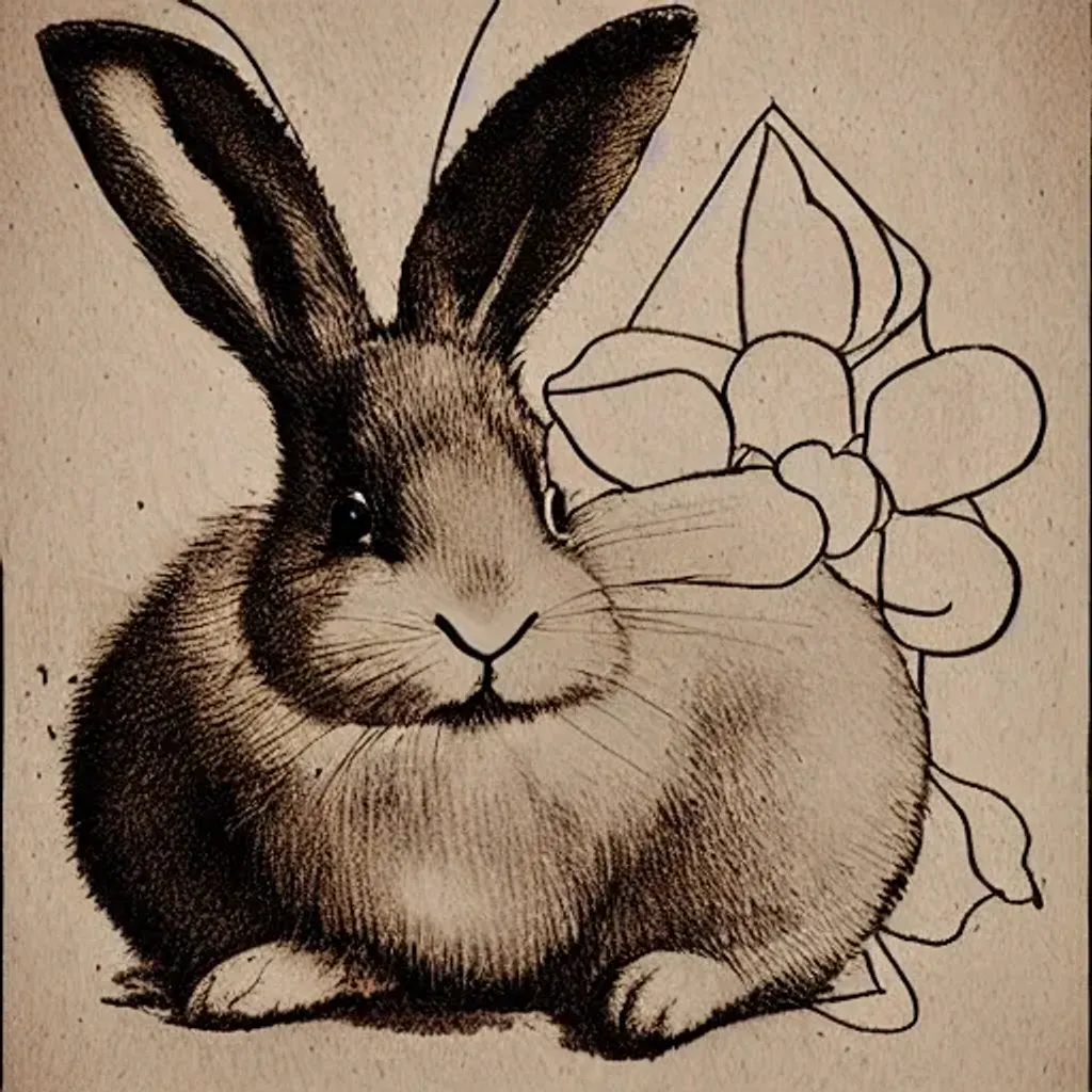 Prompt: cute kawaii bunny, Da Vinci composition