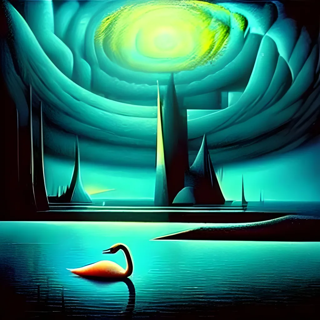 Prompt: Swanlake!

Impressive cubism Oil painting matte painting in the style of Dave McKean, Juan Gris, zdzisław beksiński, Tim Burton, Greg Rutkowski, Sho Murase, Dan Mumford. 

Inspired by outer space. 

Futuristic, epic, legendary,  cosmic, glowing, neon, cyberpunk, glitter, flashing, storms, milkyway, supernova, astronaut, space, galaxy, interstellar, universe, space, alien,  UFO, black hole, planets, holographic, astral, cinematic stunning intricate, mathematical, detailed, dramatic, atmospheric maximalist.