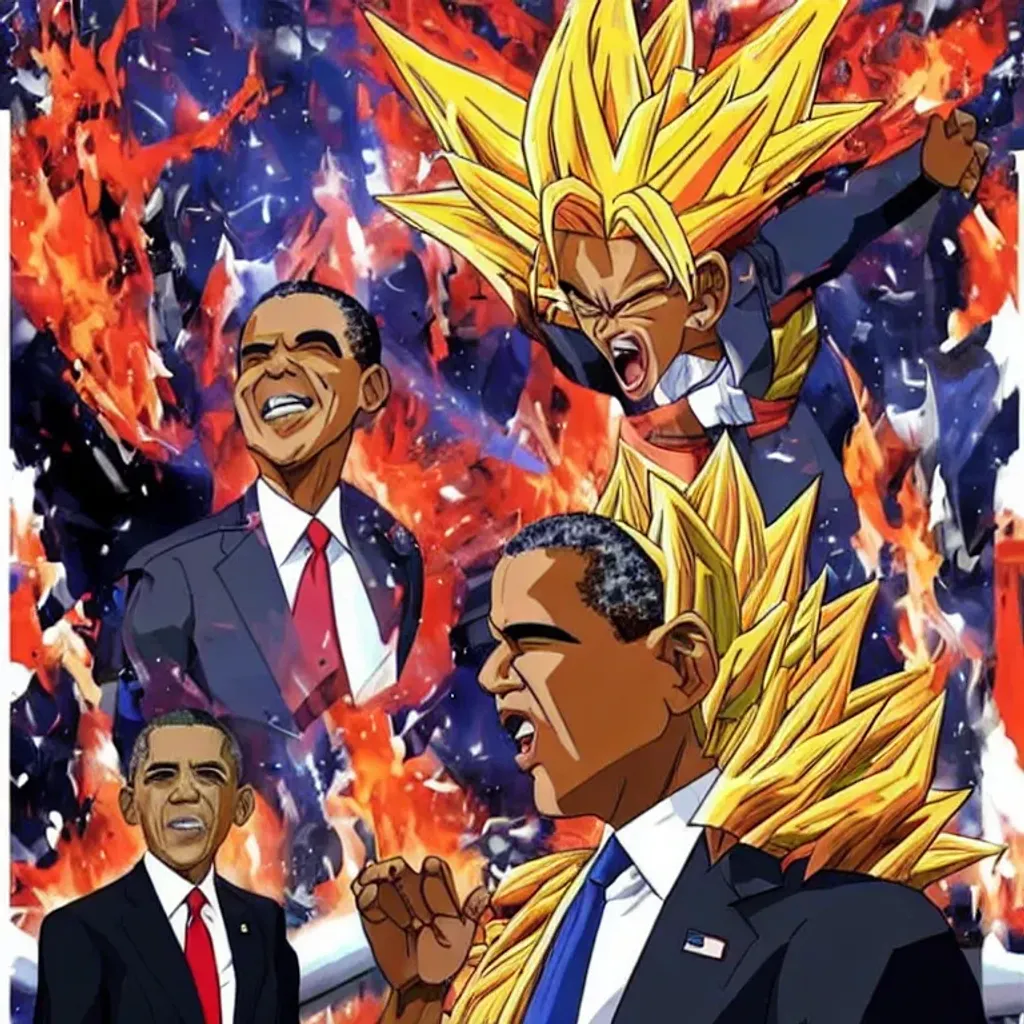 Prompt: super saiyan barack obama