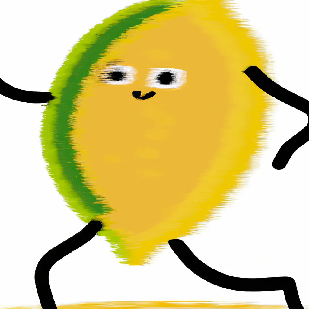 Prompt: A lemon character in the style of 
Kinetic Art, 