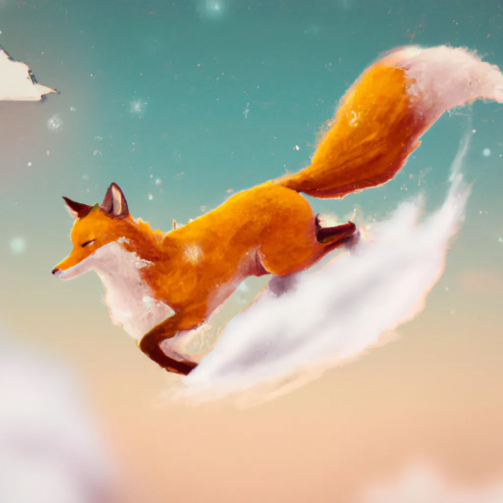 Prompt: A magical fox flying in the sky, digital art, cinematic 