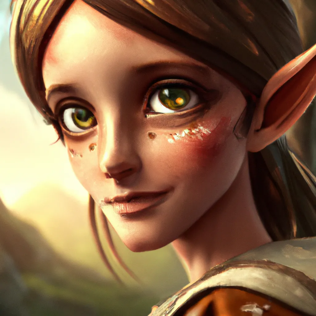 Prompt: portrait, female wood elf, large green eyes, moutain background, deep colors, perfect composition, hyperrealistic, hyperdetailed, 32k, high quality, trending art, trending on artstation, sharp focus, studio photo, intricate details by greg rutkowski