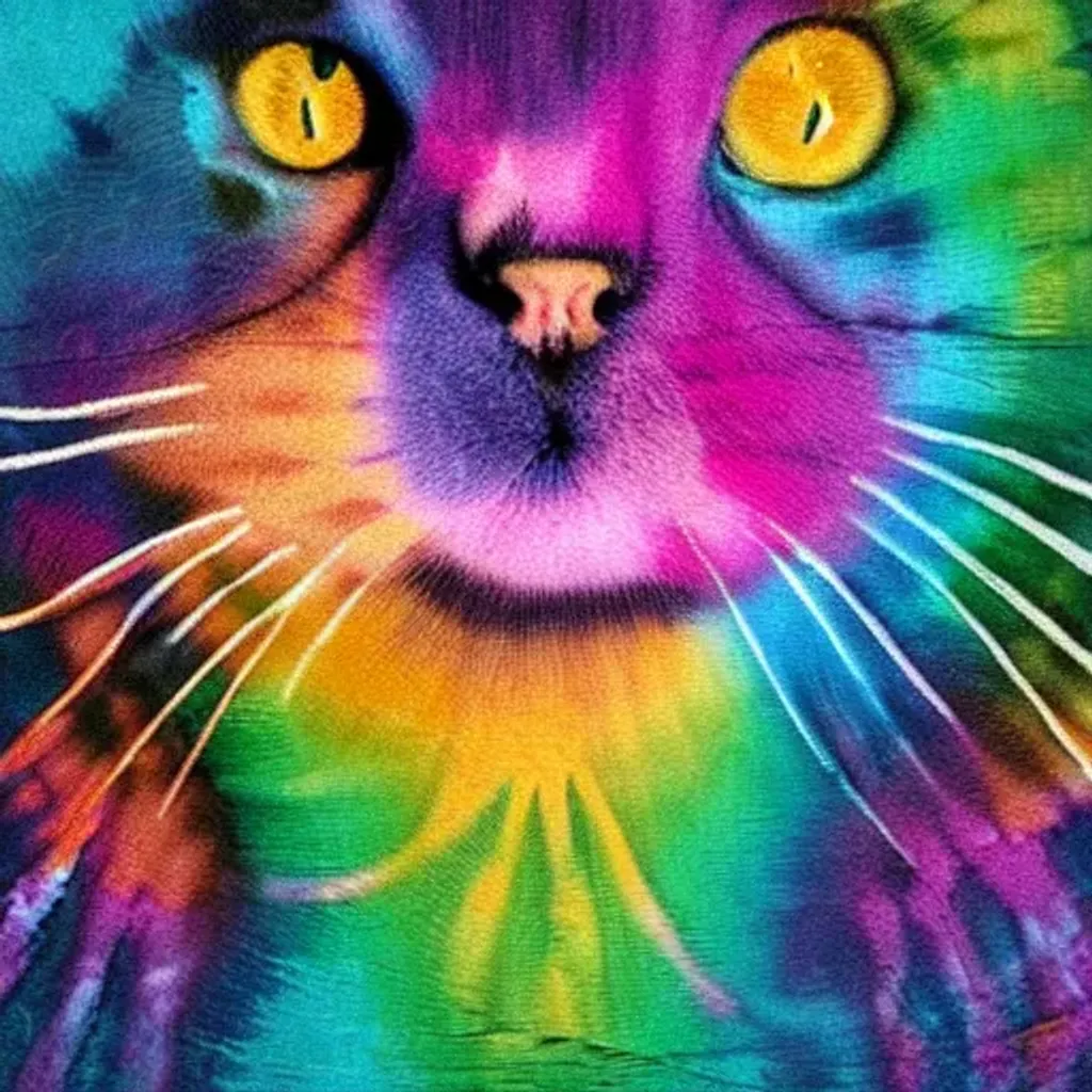 Prompt: Tie dye cat 