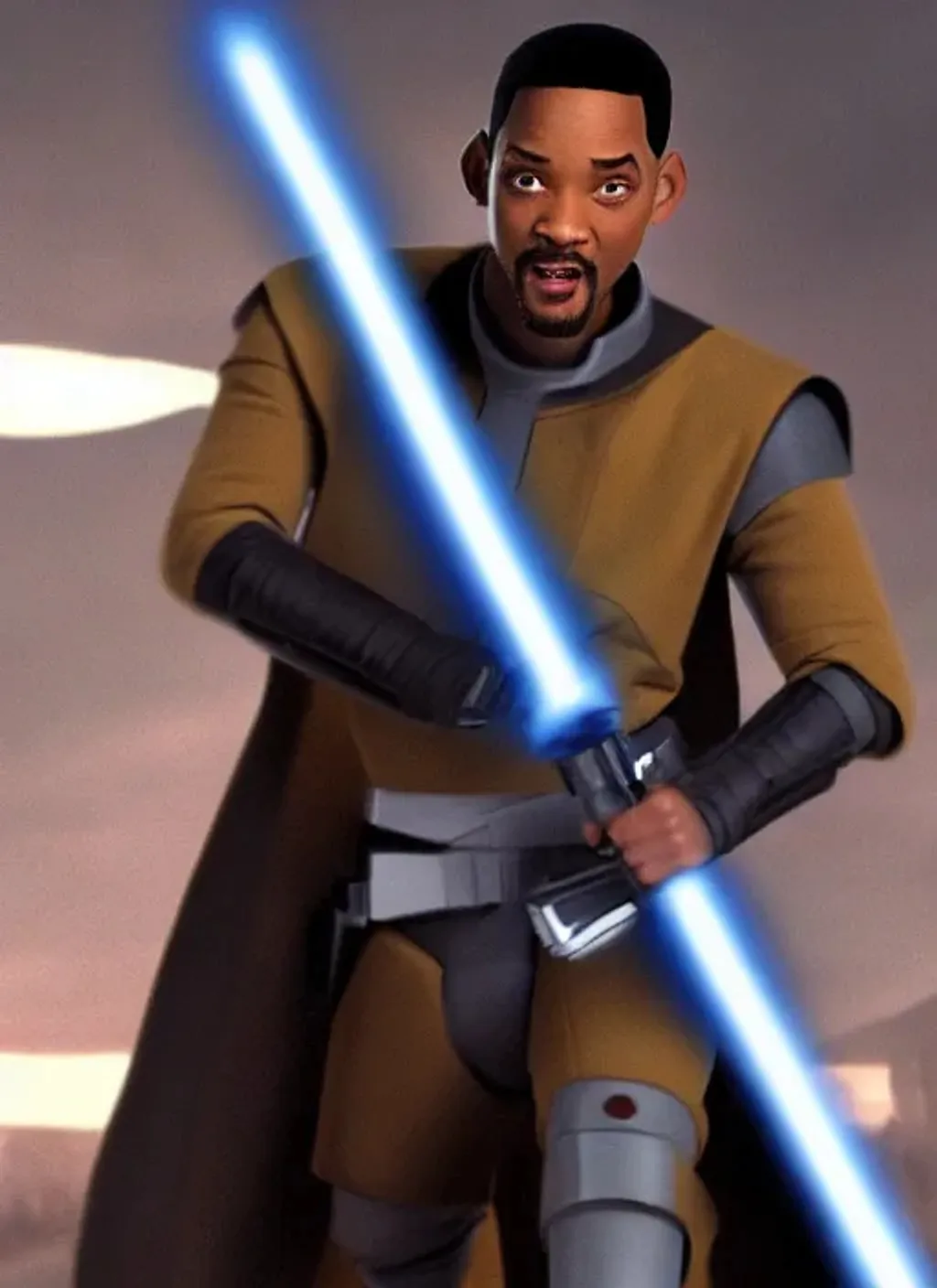 Prompt: Will Smith in a episode of Star Wars: The Clone Wars