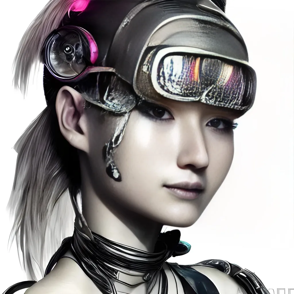 Prompt: studio portrait of colorful cyborg as absurdly beautiful, elegant, young smiling gravure idol, ultrafine photorealistic face illustration by kim jung gi, irakli nadar, intricate linework, sharp focus, bright colors, matte, octopath traveler, final fantasy, unreal engine highly rendered, global illumination, radiant light, intricate environment