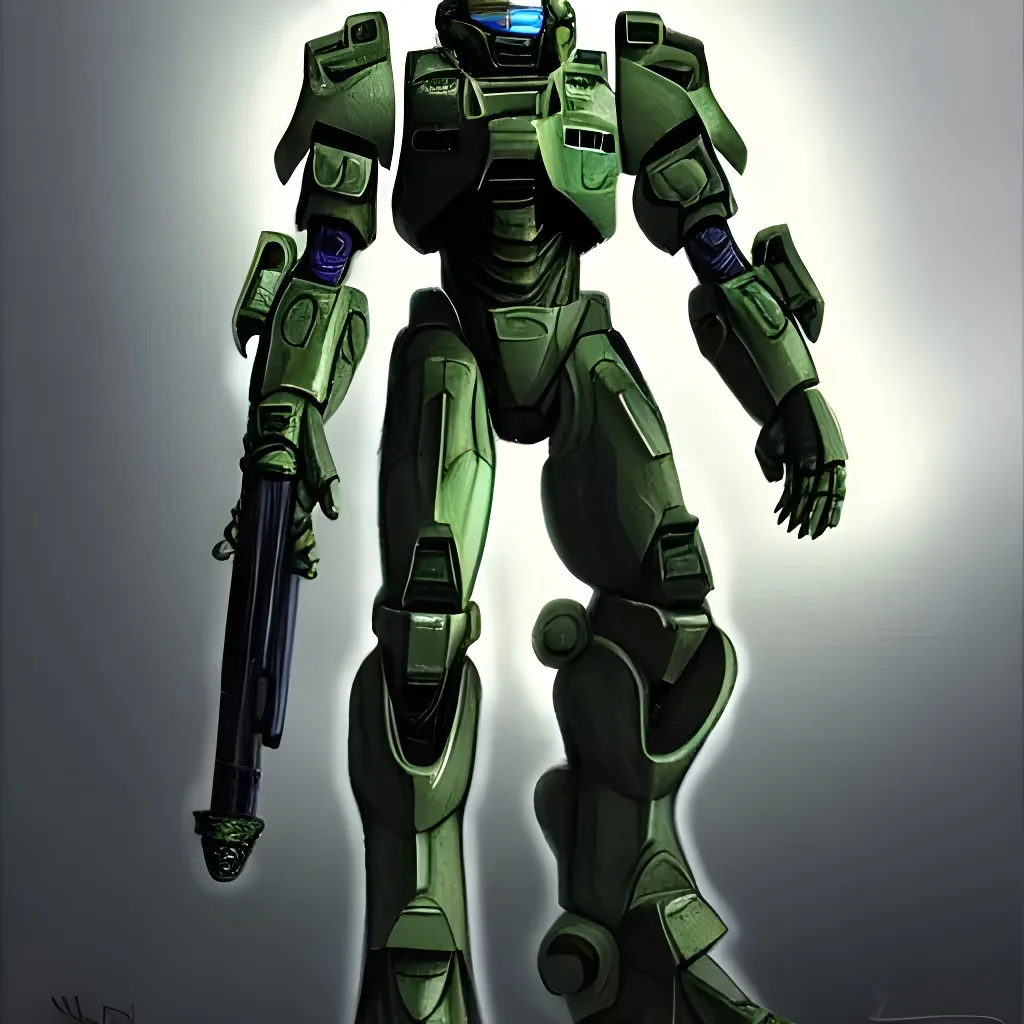 Master Chief as a tall Mech Warrior, High Detail, Re... | OpenArt