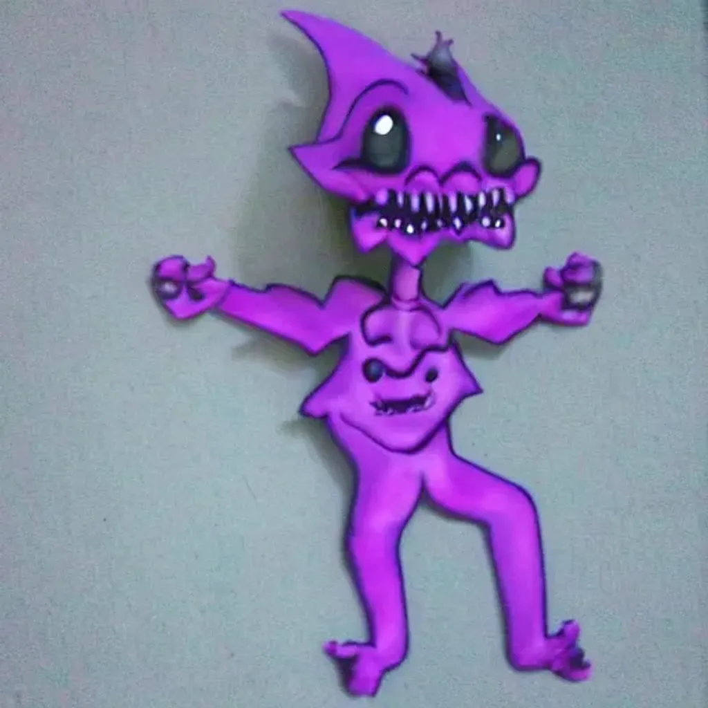Prompt: Scary Lil Cute Purple Demon