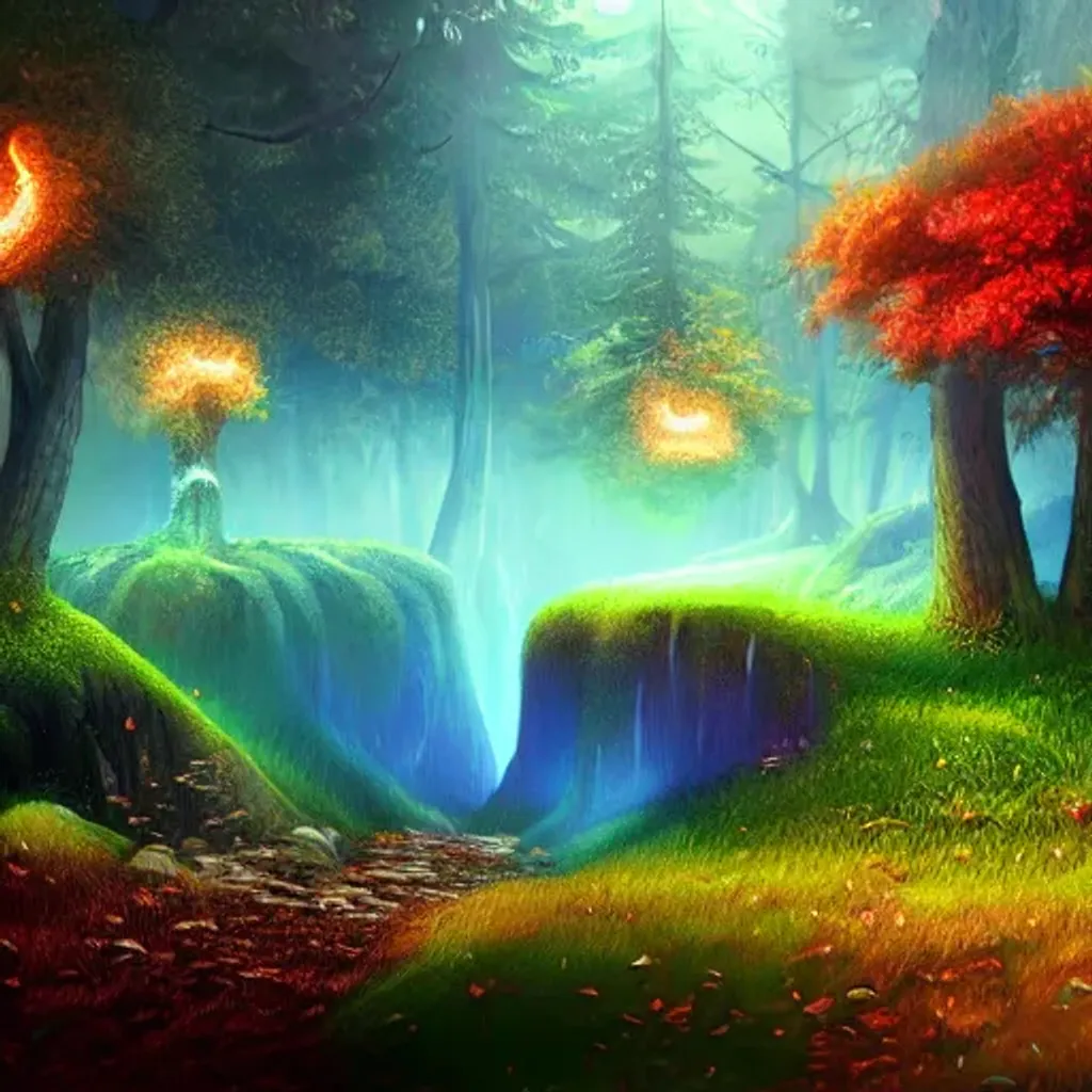 Prompt: fantasy lanscape with glowing mushroms, misty, realistic, detaled, 3d