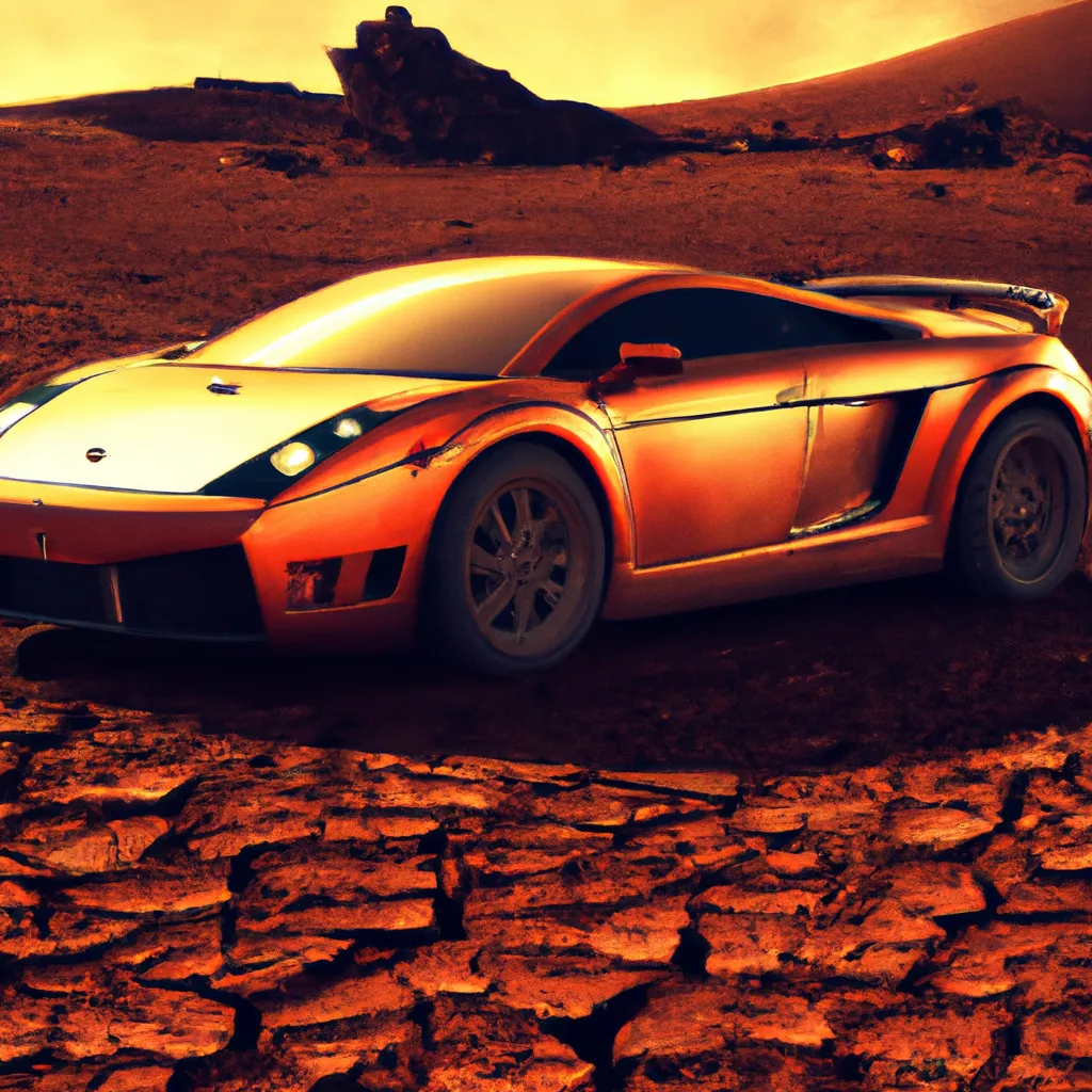 Prompt: Lamborghini Gallardo on Mars, professional digital art