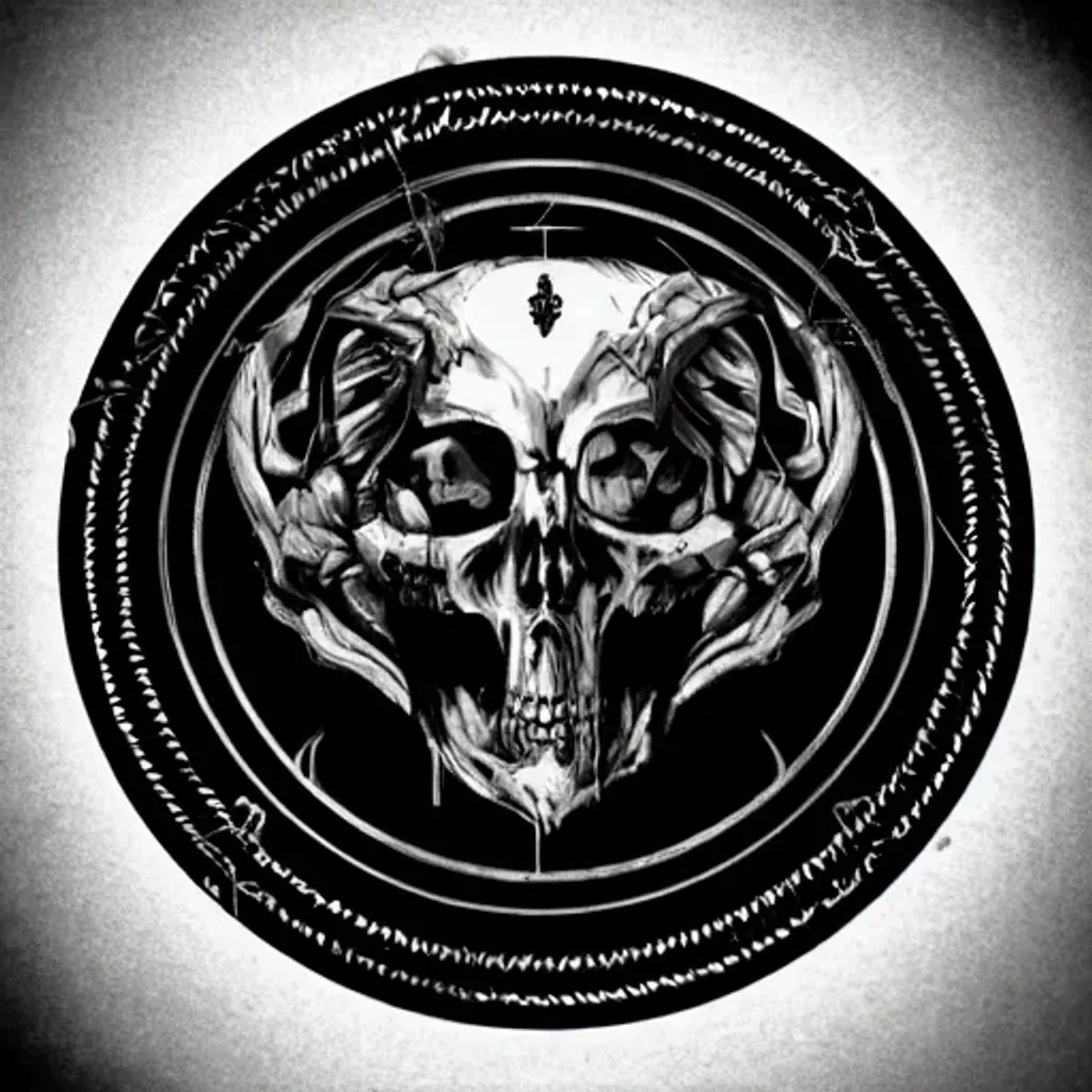 Prompt: melanthios, dark, death, logo