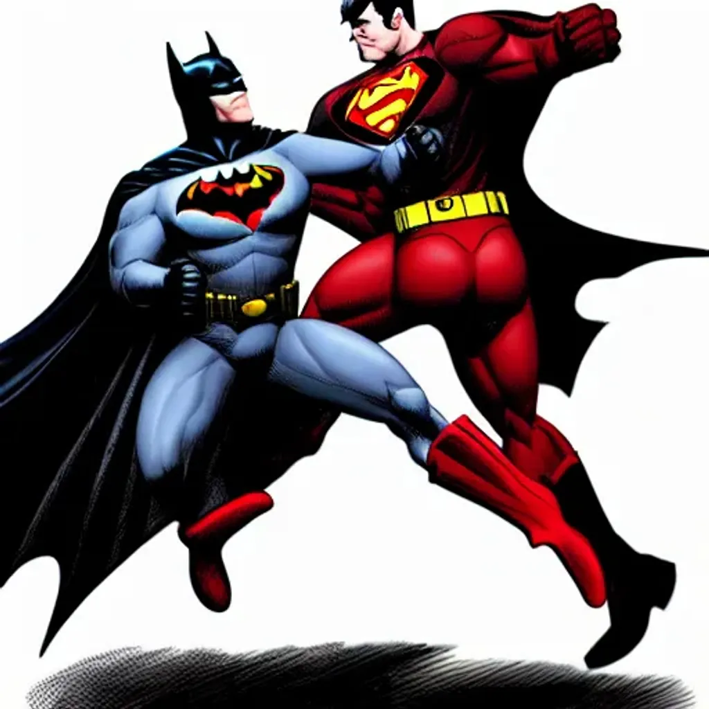 Prompt: Hyper realistic batman punching superman