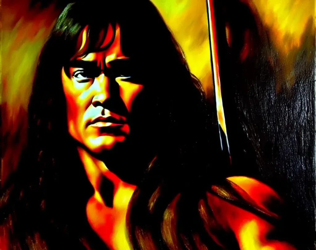 Prompt: Portrait of Conan the Barbarian oil