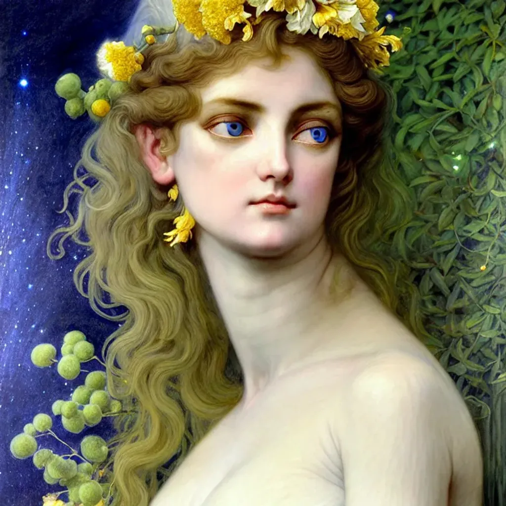 Prompt: (( woman cherub shapeshifter by Alan Lee, FRANZ XAVER WINTERHALTER , David Hockney,  )) (lynx-Influence) indigo cream mustard pine amber, silver photorealistic eyes, beautiful face, two beautiful hands, two beautiful arms, in  impeccable skin details, very healthy, galaxy hair, glowing translucent fractal ((flowers)) by ((Sybilla de Merian, John Berkey)) background theme (murmuration of particles) made of shining translucent crystal, high index of refraction, bioluminescent (fractal spray of droplets) by ((Yayoi Kusama, Howard David Johnson)) airbrush, acrylic on paper, smokey sky, fBm clouds, sunlight and shadows,  cinematic, ultra realistic, sense of high spirits, global illumination, volumetric fog,  volumetric lighting, occlusion, Poser 128K UHD fractal, pi, fBm