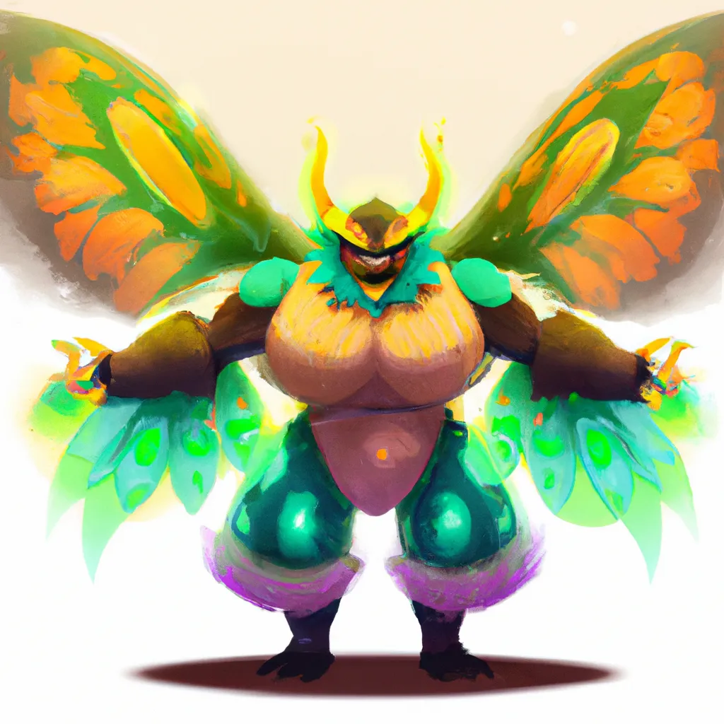 Prompt: character Strong large Anthro warrior beast monster Demon moth luminoth, female, closeup