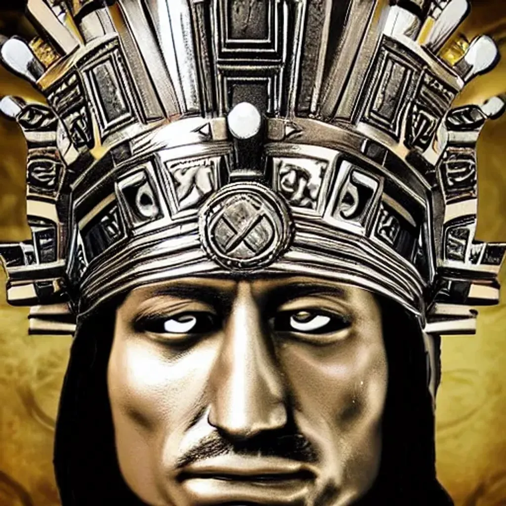 Prompt: Aztec king photo realistic portrait 