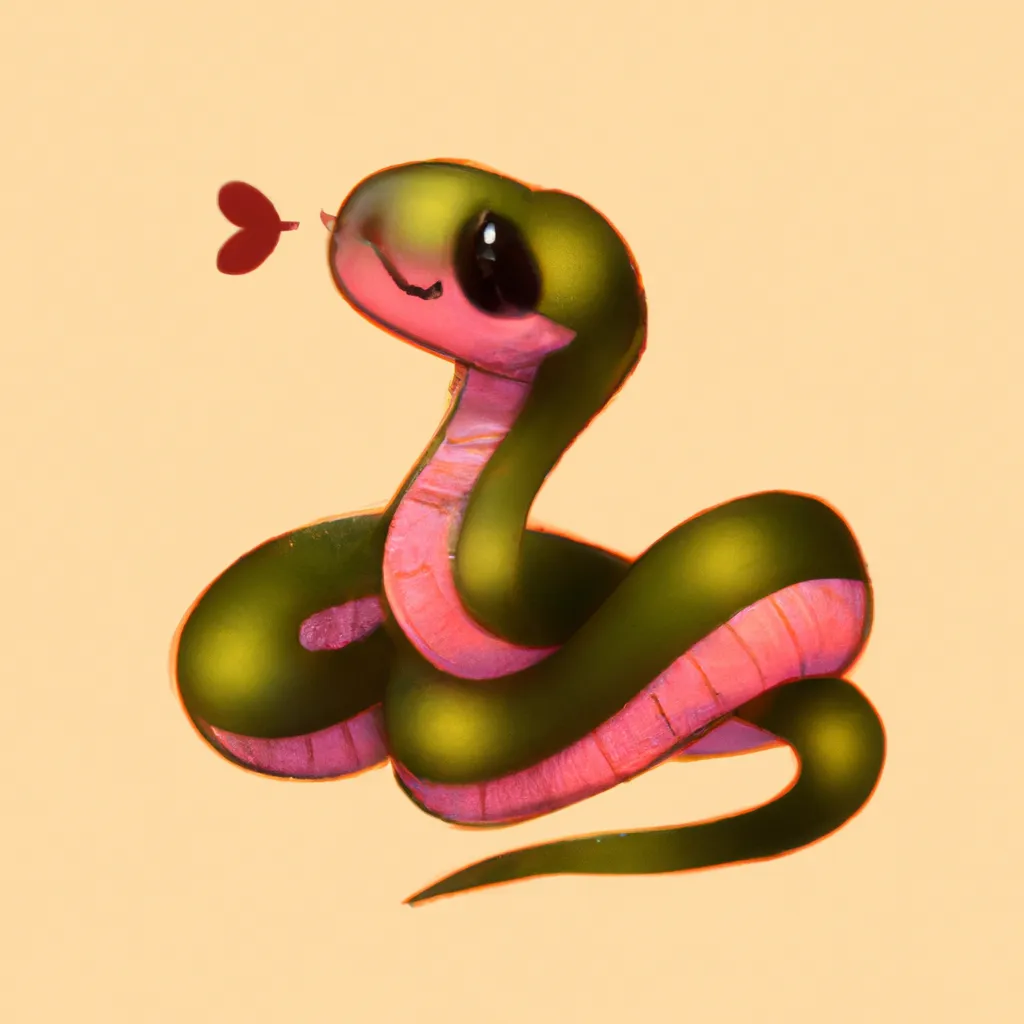 Prompt: An adorable chibi baby snake, digital art