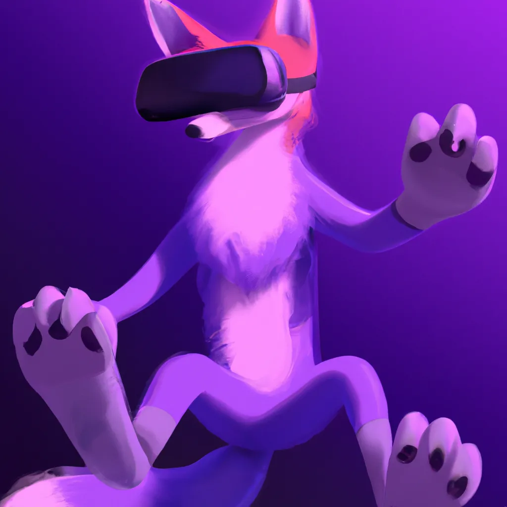 Prompt: Purple humanoid bipedal fox character playing a game in virtual reality, trending on artstation