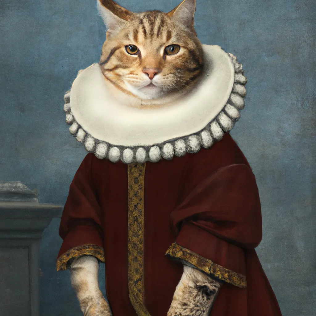 Prompt: Cat in Baroque Finery, by Leonardo da Vinci