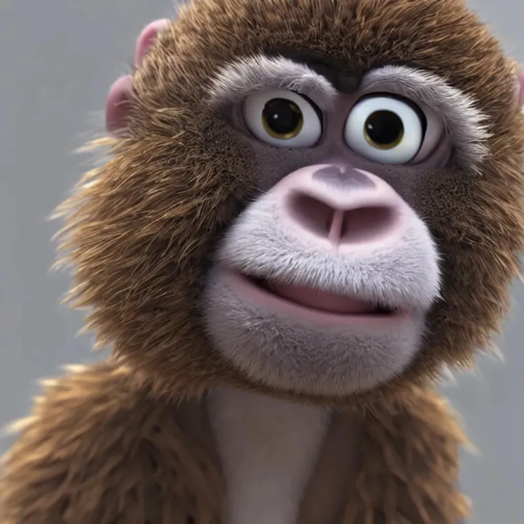 Prompt: 3d fluffy {monkey}, closeup cute and adorable, cute big circular reflective eyes, long fuzzy fur, Pixar render, unreal engine cinematic smooth, intricate detail, cinematic