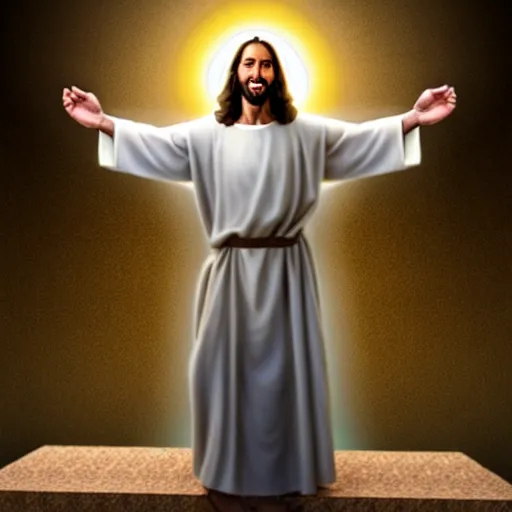 Jesus Christ stands Joyously Resurrected in front of... OpenArt