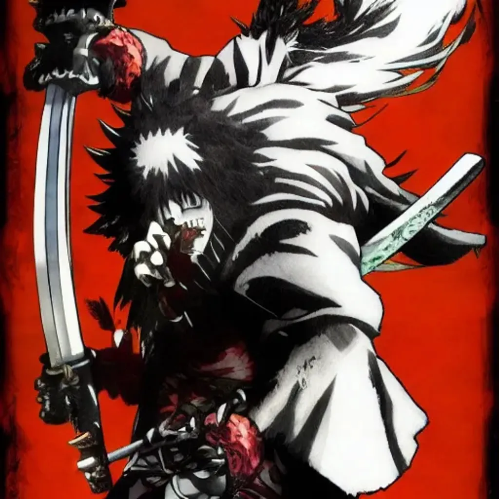 Character illustration of afro samurai and zaraki kenpachi