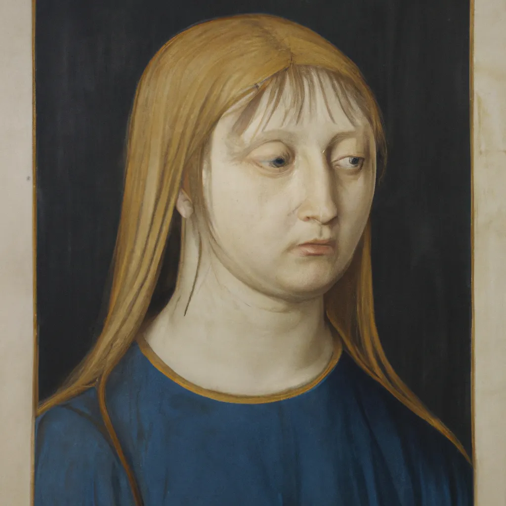 Prompt: Girl With Messy Hair, 1420, by Fra Angelico