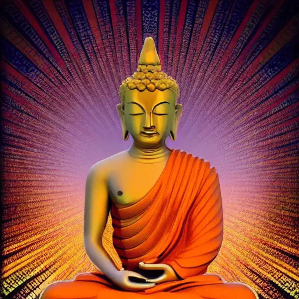 centered tibetan buddha, orange colours, symmetric f... | OpenArt