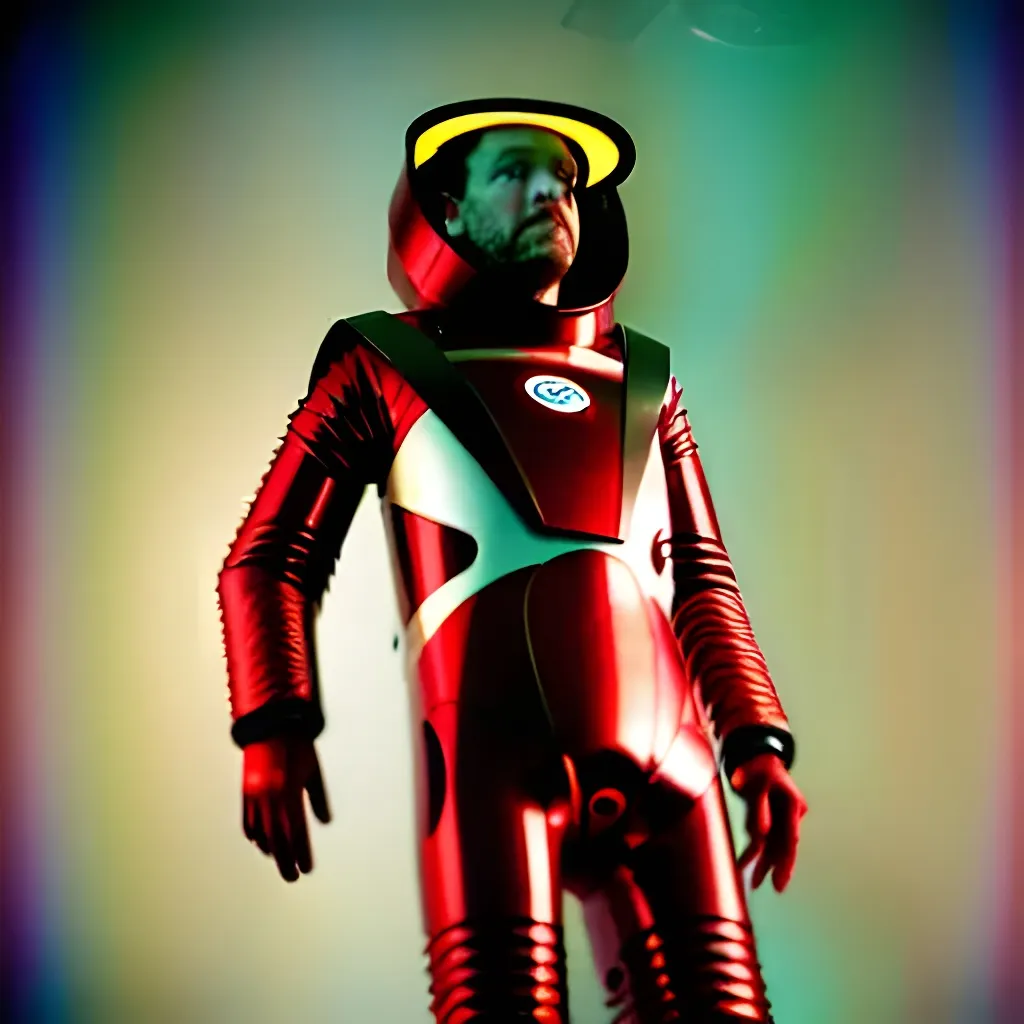 Prompt: Moody Portrait of a red Futuristic Cyberpunk Space Suit,facing towards the camera with swagger,Cinematic Stanley Kubrick movie still, 8K, digital art, unreal engine 5 render, octane render, photorealistic, photography, professional lighting and composition, award winning, intricate details, iconic 