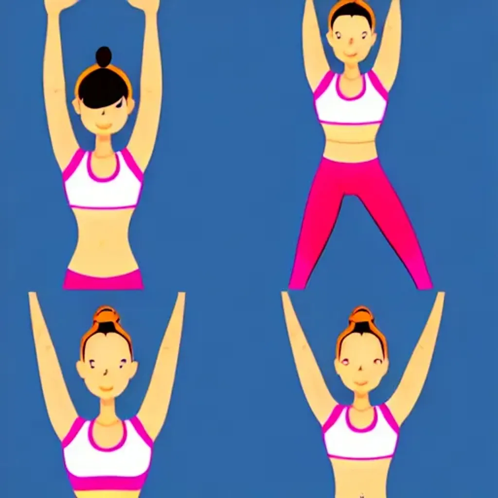 Prompt: Yoga Girl character, Four frame cycle, game art, character, yoga, cute, stretching human, animation cycle, animation cel, concept, yoga , seperate body parts,  yoga girl