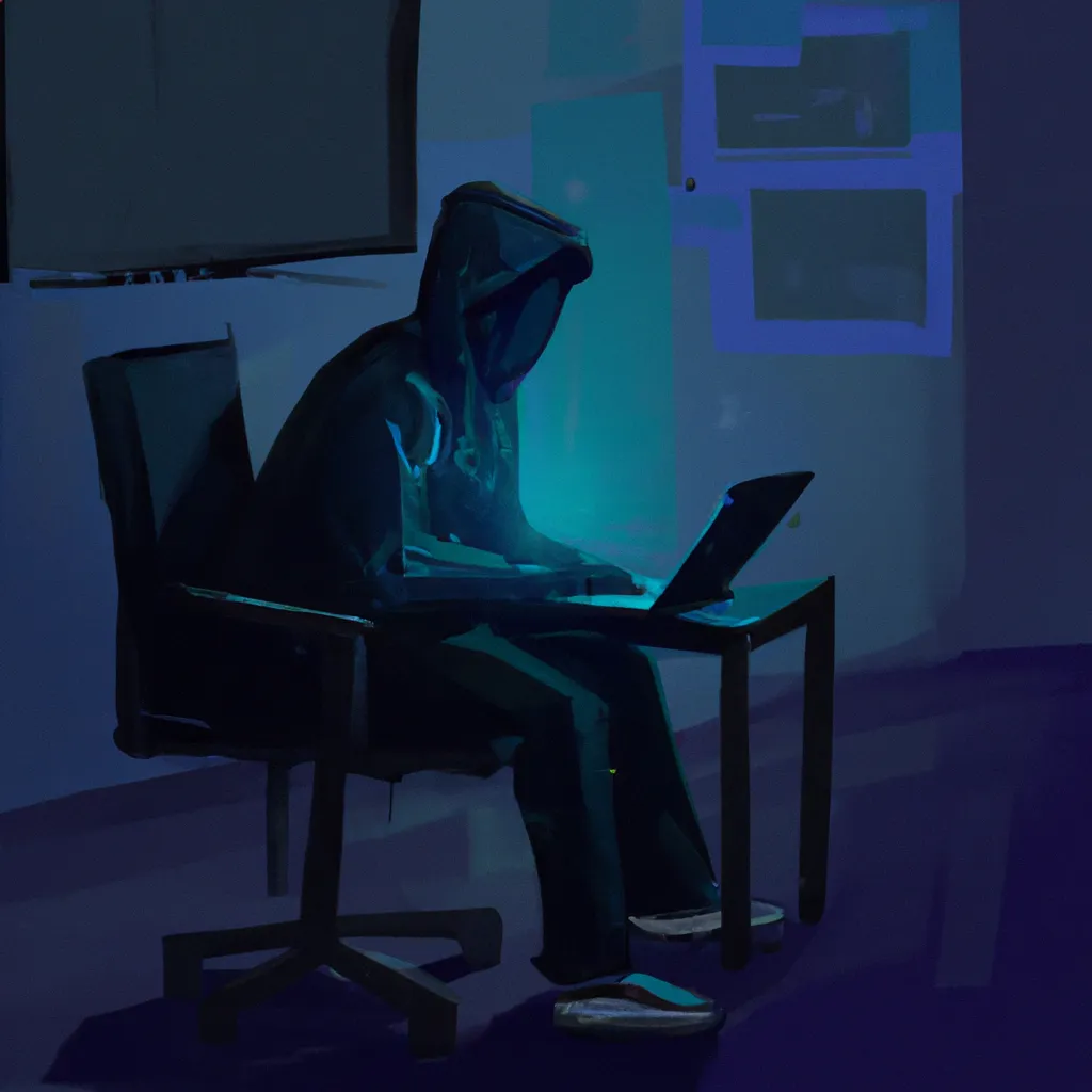 Prompt: painting of a man coding at a computer
hunched over, dimly lit
concept art, trending on artstation, 8k