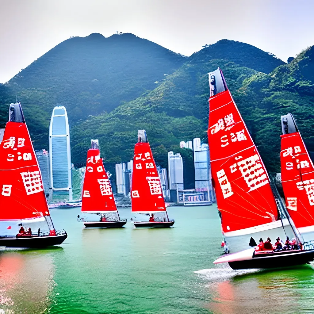 Sailing race Hong Kong Victoria Harbour | OpenArt