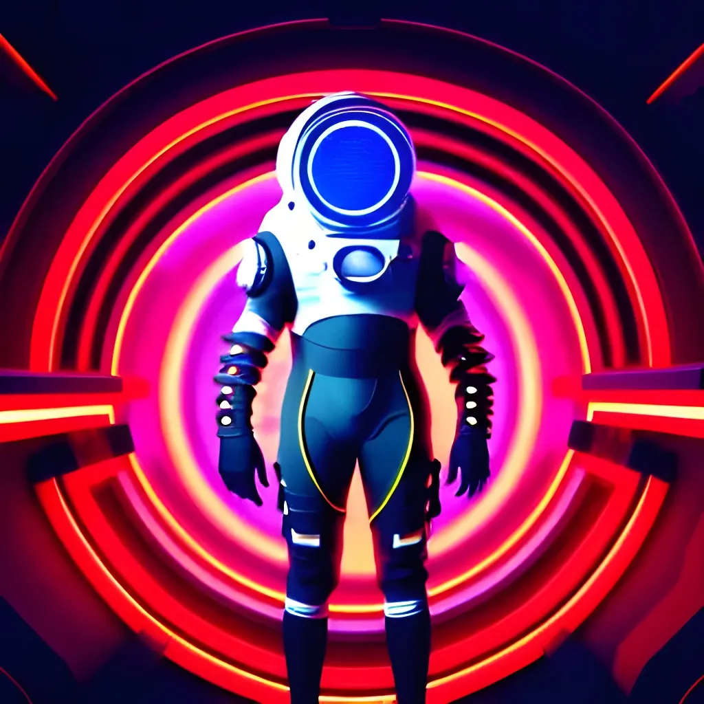 Prompt: a Futuristic Cyberpunk Space Suit, facing towards the camera with swagger,Cinematic Stanley Kubrick movie still with the iconic big circular ring lights in the background, 8K, digital art, unreal engine 5 render, octane render, photorealistic, photography, professional lighting and composition, award winning, intricate details, iconic movie shot by Stanley Kubrick with ring lights