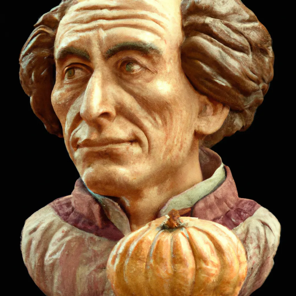 Prompt: a pumpkin with a man's face painted on it, a character portrait by Victor Nizovtsev, trending on zbrush central, realism, sketchfab, zbrush, detailed painting