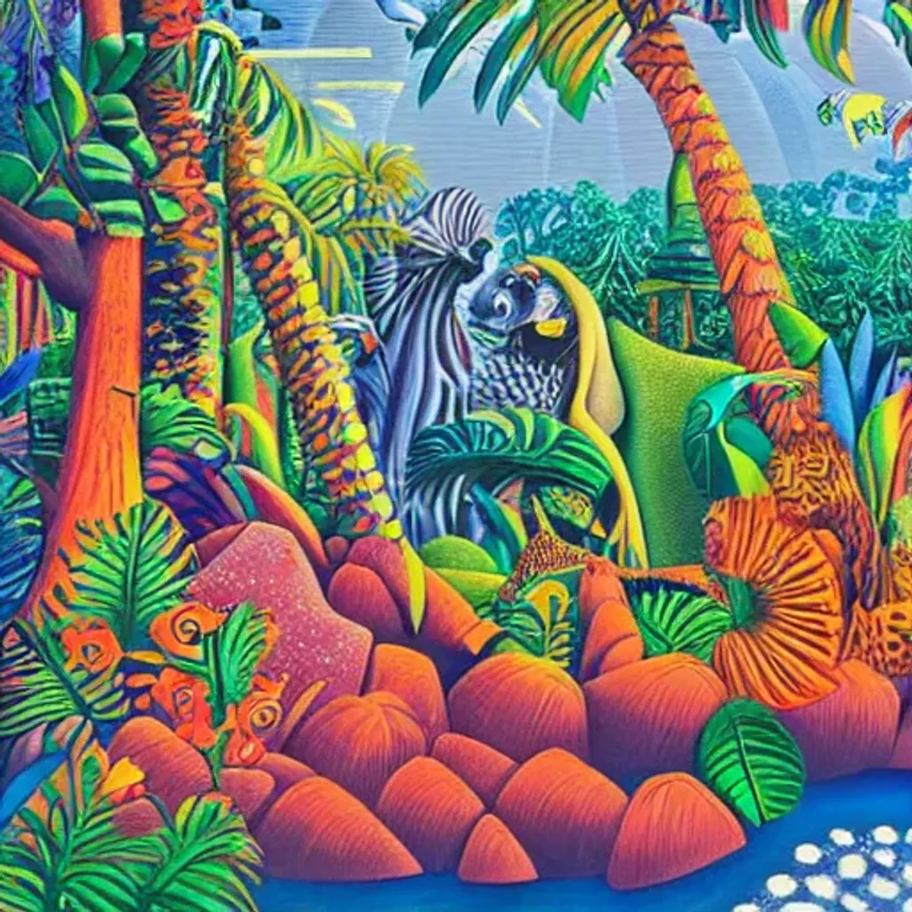 Prompt: The jungle, decorative, intricate detail, by George Callaghan